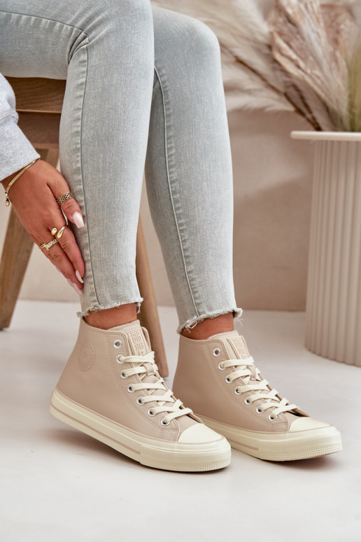 Laisvalaikio bateliai pašiltinti iš eko odos smėlio spalvos Big Star OO274934