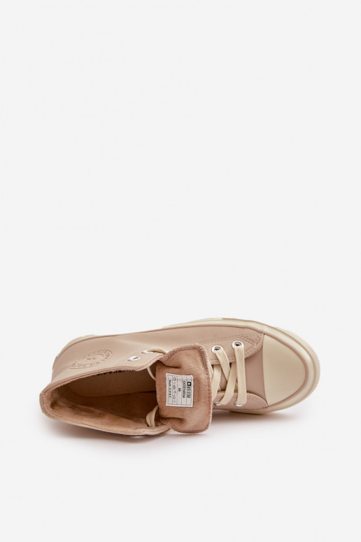 Laisvalaikio bateliai pašiltinti iš eko odos smėlio spalvos Big Star OO274934