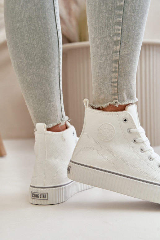  pašiltinti laisvalaikio batai iš eko odos Big Star OO274788 baltos spalvos