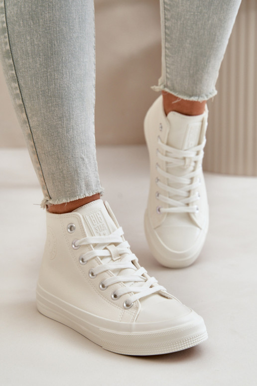 Laisvalaikio bateliai pašiltinti iš eko odos baltos spalvos Big Star OO274932