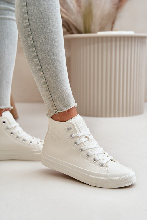 Laisvalaikio bateliai pašiltinti iš eko odos baltos spalvos Big Star OO274932