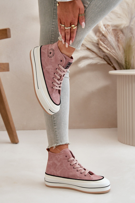 pašiltinti Laisvalaikio bateliai su platforma Eko   Big Star OO274068 rožinės spalvos