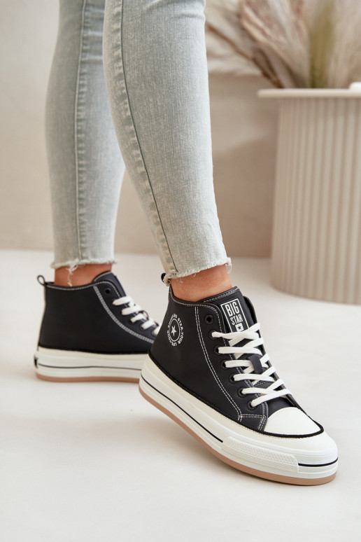 pašiltinti Laisvalaikio bateliai su platforma Eko   Big Star OO274062 Juodos spalvos