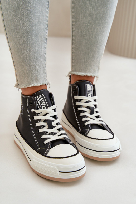 pašiltinti Laisvalaikio bateliai su platforma Eko   Big Star OO274062 Juodos spalvos