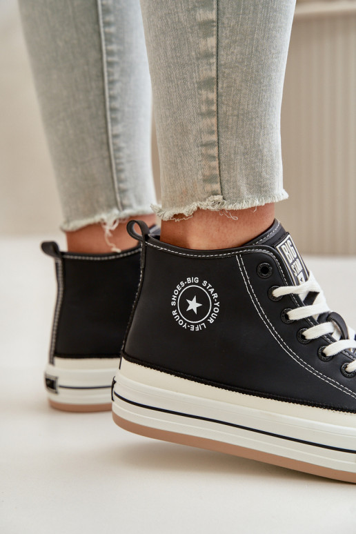 pašiltinti Laisvalaikio bateliai su platforma Eko   Big Star OO274062 Juodos spalvos