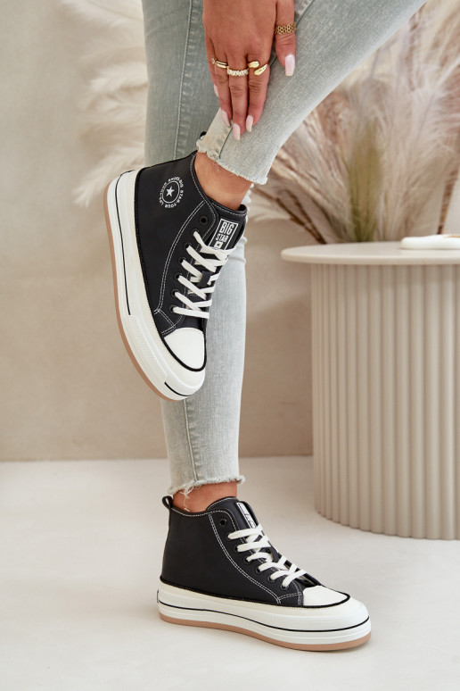 pašiltinti Laisvalaikio bateliai su platforma Eko   Big Star OO274062 Juodos spalvos