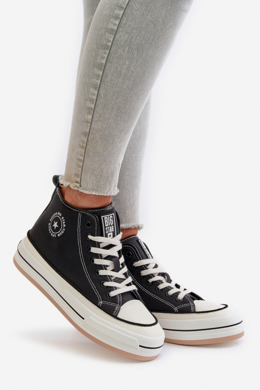 pašiltinti Laisvalaikio bateliai su platforma Eko   Big Star OO274062 Juodos spalvos