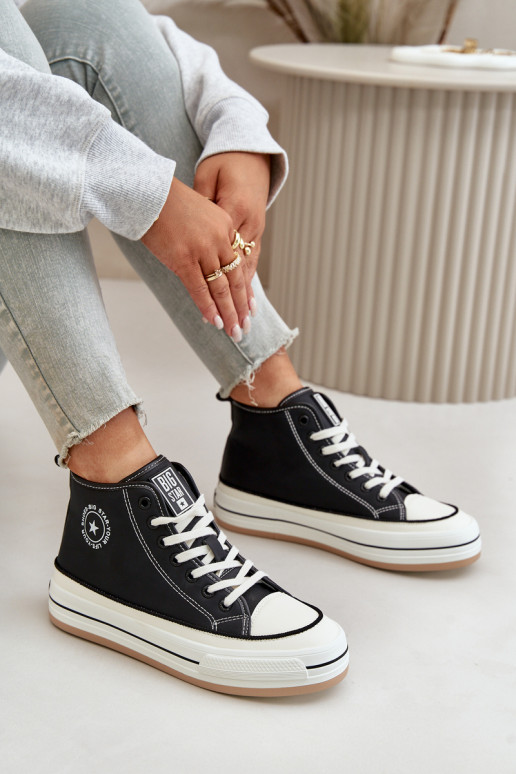 pašiltinti Laisvalaikio bateliai su platforma Eko   Big Star OO274062 Juodos spalvos