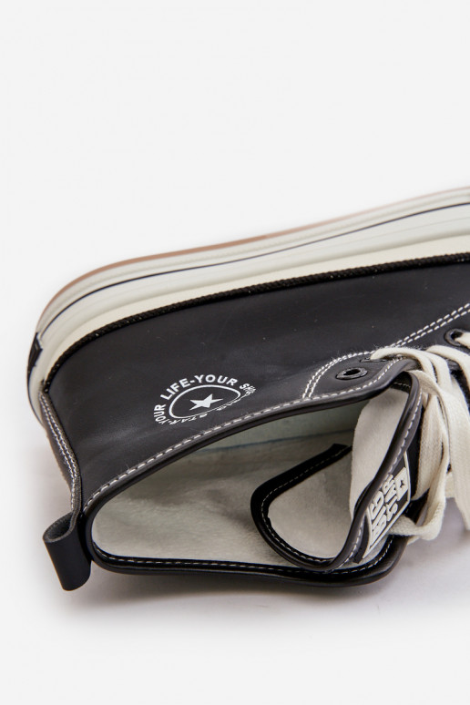 pašiltinti Laisvalaikio bateliai su platforma Eko   Big Star OO274062 Juodos spalvos