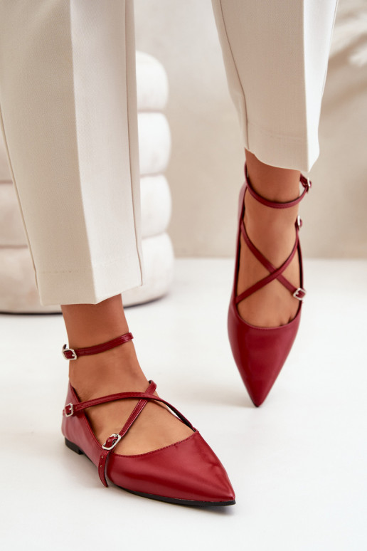 Balerinos  Z Noskami smailiomis nosytėmis I Przeplatającymi Się Paskami bordo spalvos Violra