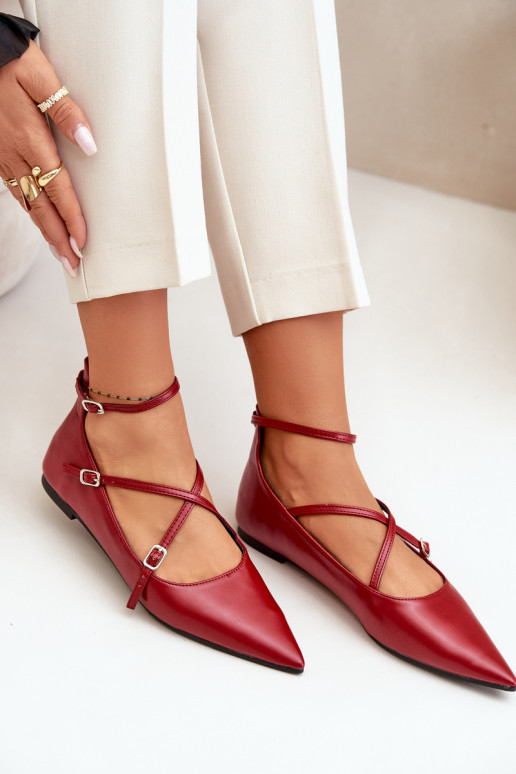 Balerinos  Z Noskami smailiomis nosytėmis I Przeplatającymi Się Paskami bordo spalvos Violra