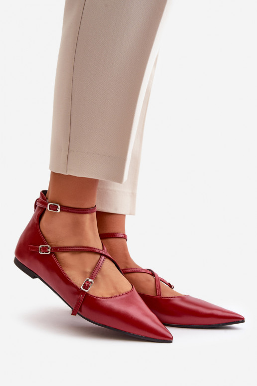 Balerinos  Z Noskami smailiomis nosytėmis I Przeplatającymi Się Paskami bordo spalvos Violra