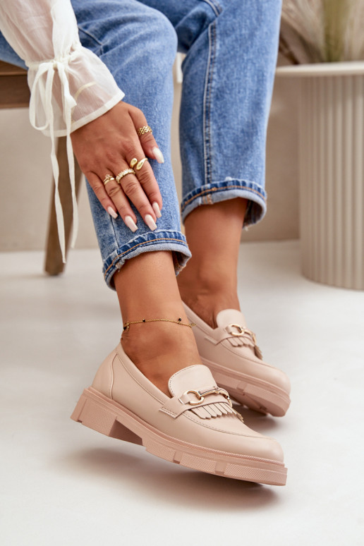 moteriški mokasinai su ornamentais Eko   smėlio spalvos Tialorae