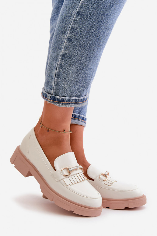 moteriški mokasinai su ornamentais Eko   baltos spalvos Tialorae