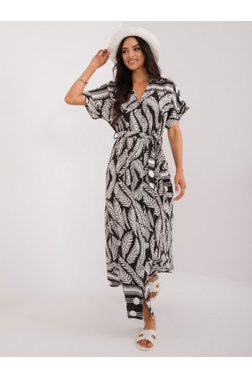 Suknelė su augalų raštais juodos spalvos