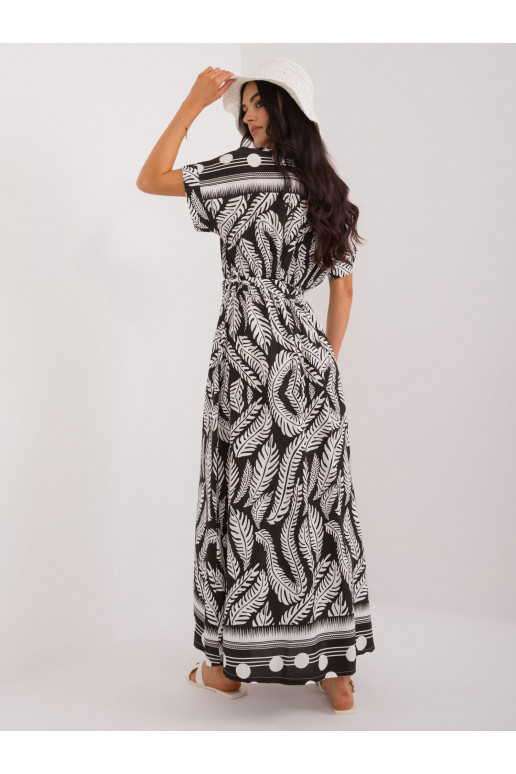 Suknelė su augalų raštais juodos spalvos