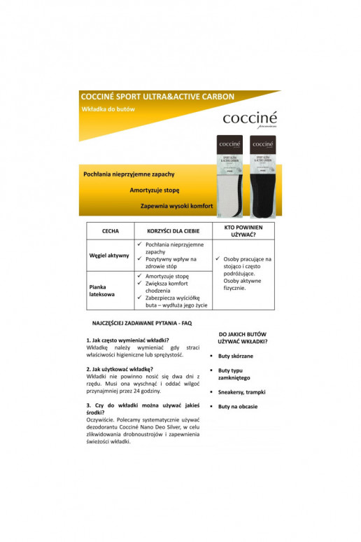 Coccine Vidpadžiai su aktyviąja anglimi Sport Ultra With Active Carbon