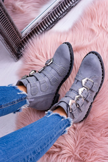 Lu Boo pilkos spalvos Aulinukai Virginia Rock Star su kniedėmis su sagtelėmis Zamsz 2