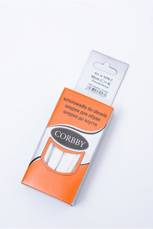 Corbby baltos spalvos Plokšti batų raišteliai