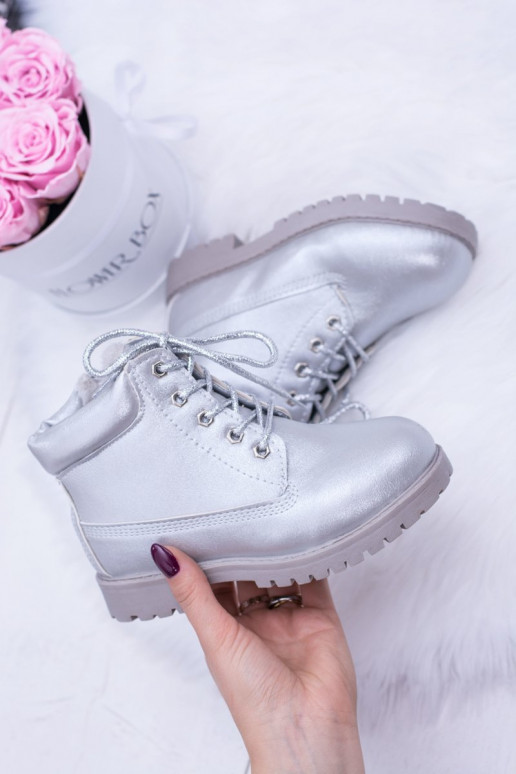 Vaikiški pašiltinti sidabro spalvos batai Aulinukai Dexter