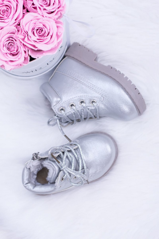 Vaikiški pašiltinti sidabro spalvos batai Aulinukai Dexter