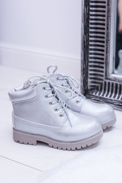Vaikiški pašiltinti sidabro spalvos batai Aulinukai Dexter