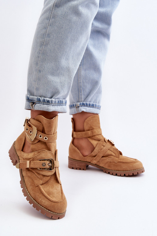 Lu Boo Zomšiniai batai rudos spalvos Rock Girl