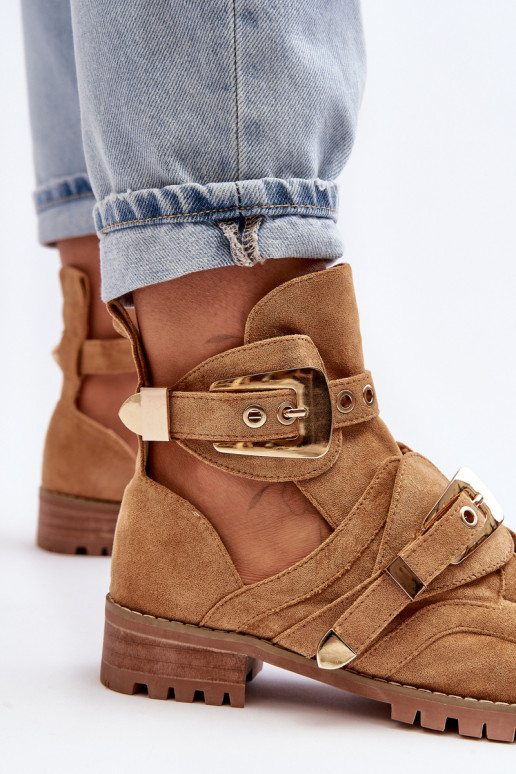 Lu Boo Zomšiniai batai rudos spalvos Rock Girl