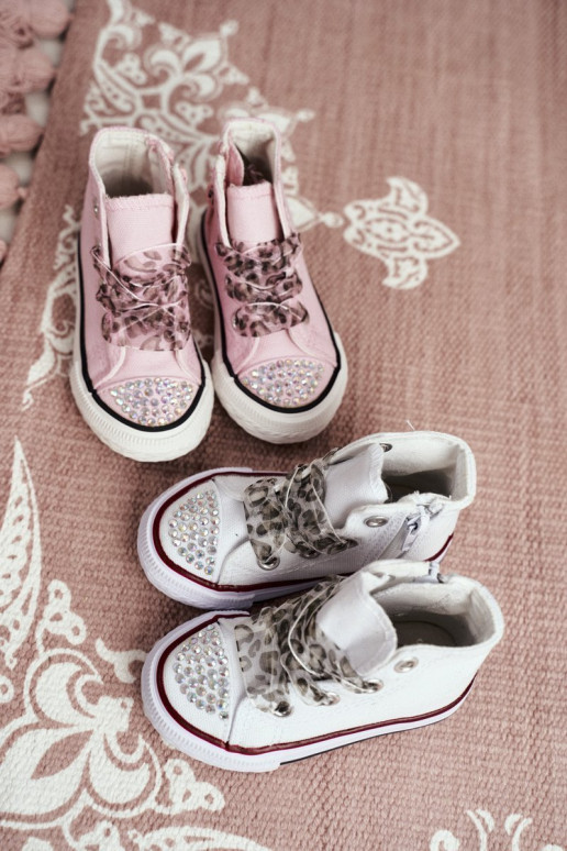 Vaikiški laisvalaikio batai su tviskančiomis akutėmis baltos spalvos Smile