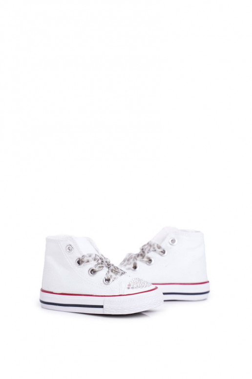 Vaikiški laisvalaikio batai su tviskančiomis akutėmis baltos spalvos Smile