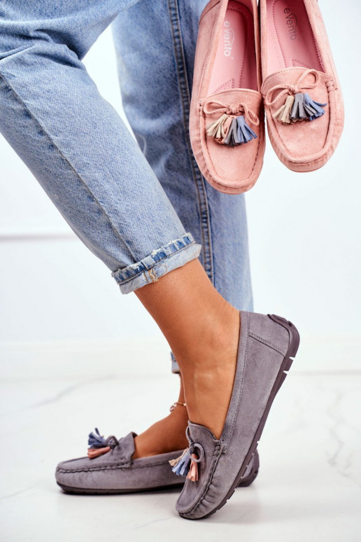 Mokasinai iš zomšos pilkos spalvos Donna Mia