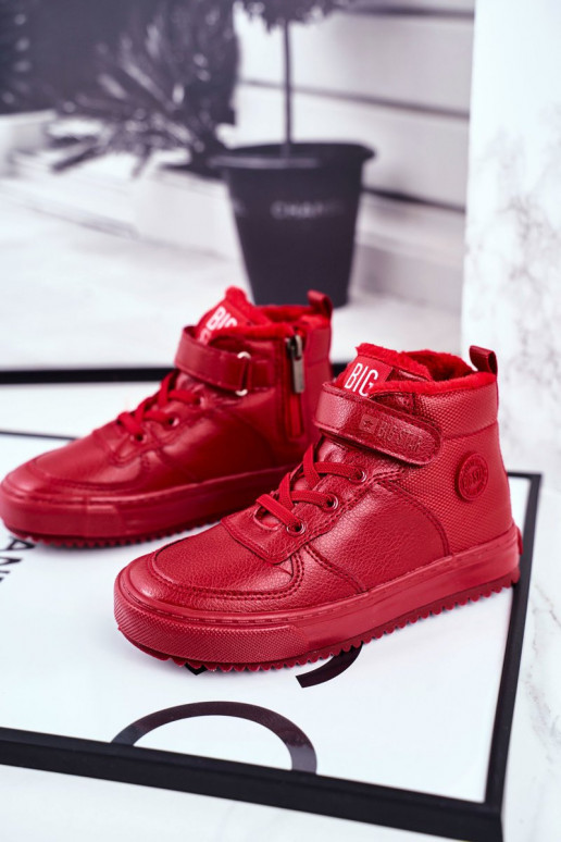 Vaikiški pašiltinti Sportinio stiliaus batai Big Star GG374042 raudonos spalvos