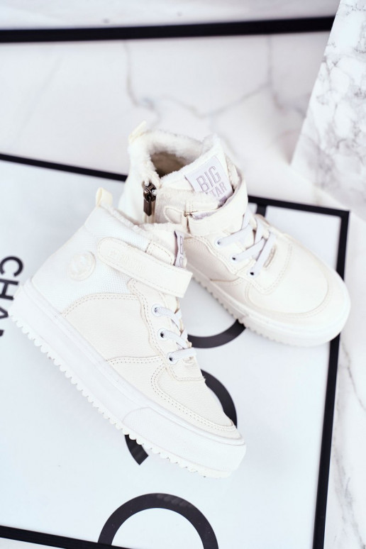 Vaikiški pašiltinti Sportinio stiliaus batai Big Star GG374041 baltos spalvos