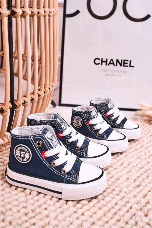 Vaikiški laisvalaikio batai su auliuku su užtrauktukais BIG STAR HH374189 tamsiai mėlynos spalvos