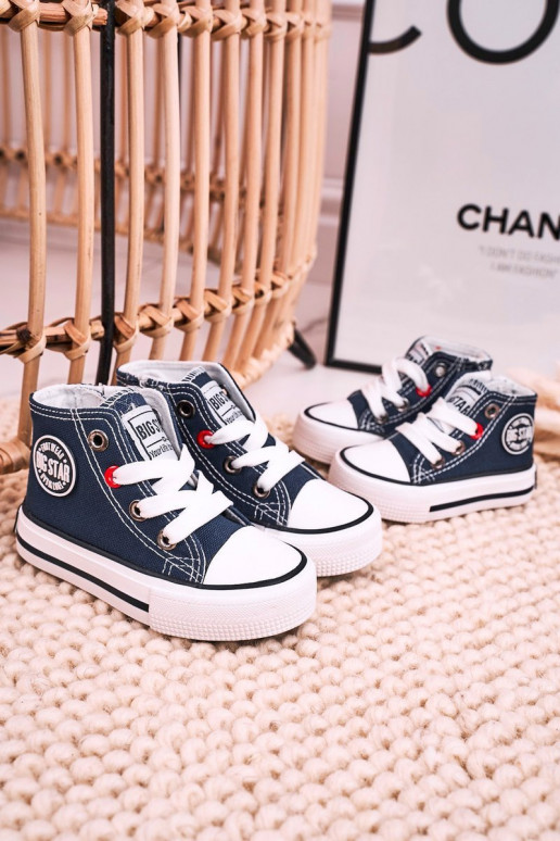 Vaikiški laisvalaikio batai su auliuku su užtrauktukais BIG STAR HH374189 tamsiai mėlynos spalvos