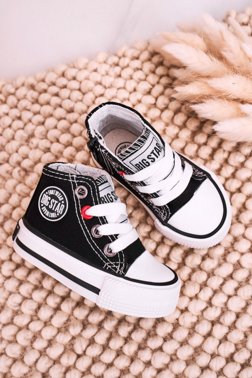 Vaikiški laisvalaikio batai su auliuku su užtrauktukais BIG STAR HH374188 juodos spalvos