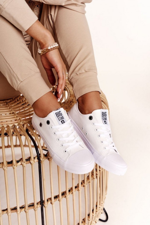 Klasikinio modelio lygiapadžiai sportbačiai BIG STAR AA274010 baltos spalvos