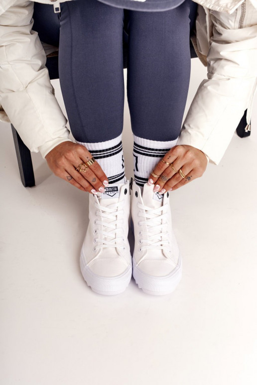 laisvalaikio batai su auliuku su plačiais padais BIG STAR FF274241 baltos spalvos