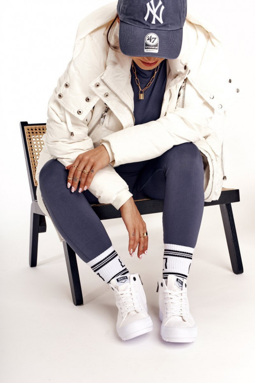 laisvalaikio batai su auliuku su plačiais padais BIG STAR FF274241 baltos spalvos