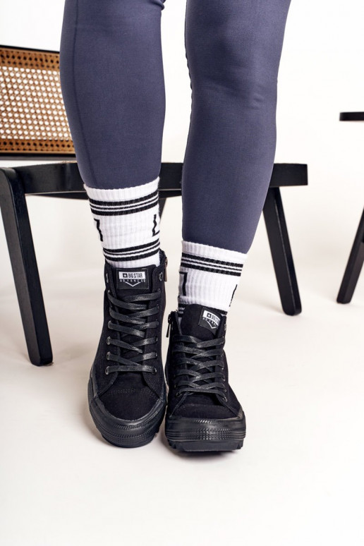 laisvalaikio batai su auliuku su plačiais padais BIG STAR FF274244 juodos spalvos