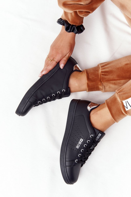 Natūralios odos sportbačiai BIG STAR DD274586 Juodos ir-sidabro spalvos