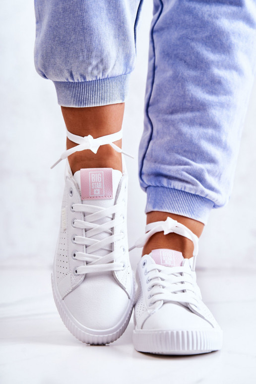 Natūralios odos sportbačiai BIG STAR HH274073 Baltos-rožinės spalvos