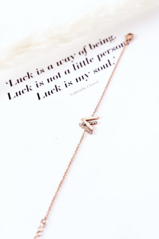 Apyrankė su grandinėle su tviskančiomis akutėmis rausvo aukso spalvos