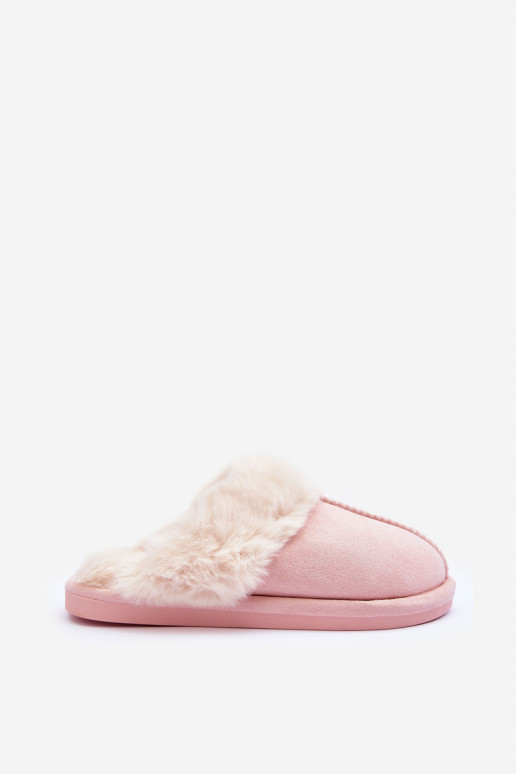 Šlepetės su kailiuku rožinės spalvos Pinky