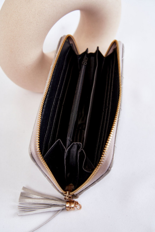 didelė su dygsniais Piniginė sidabro spalvos Jeffrey