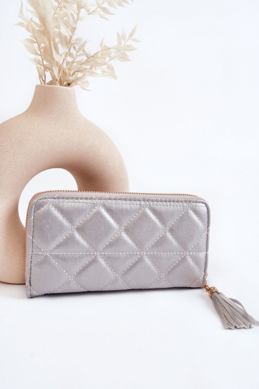 didelė su dygsniais Piniginė sidabro spalvos Jeffrey