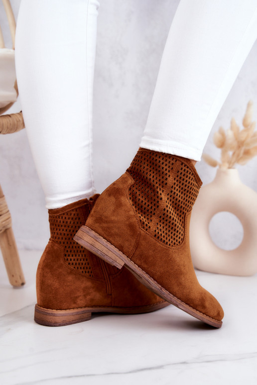 Aulinukai iš zomšos su paslėpta platforma rudos spalvos Solene