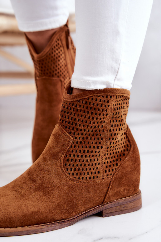 Aulinukai iš zomšos su paslėpta platforma rudos spalvos Solene