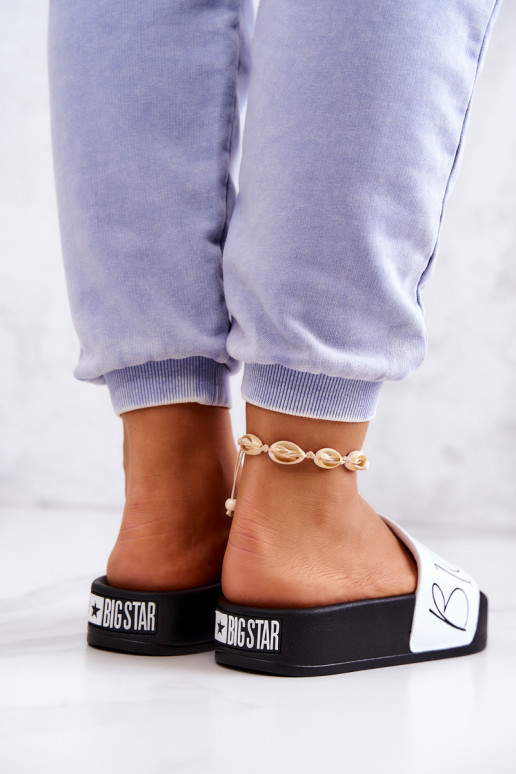 Guminės Moteriškos šlepetės Big Star JJ274A275 Juodos ir-baltos spalvos