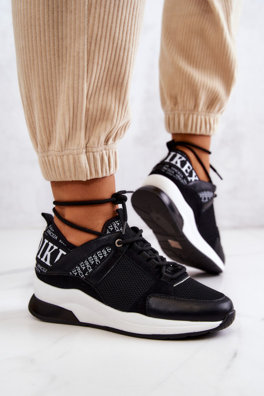 Sportinio stiliaus batai Sneakers modelio batai su platforma juodos spalvos Lorey